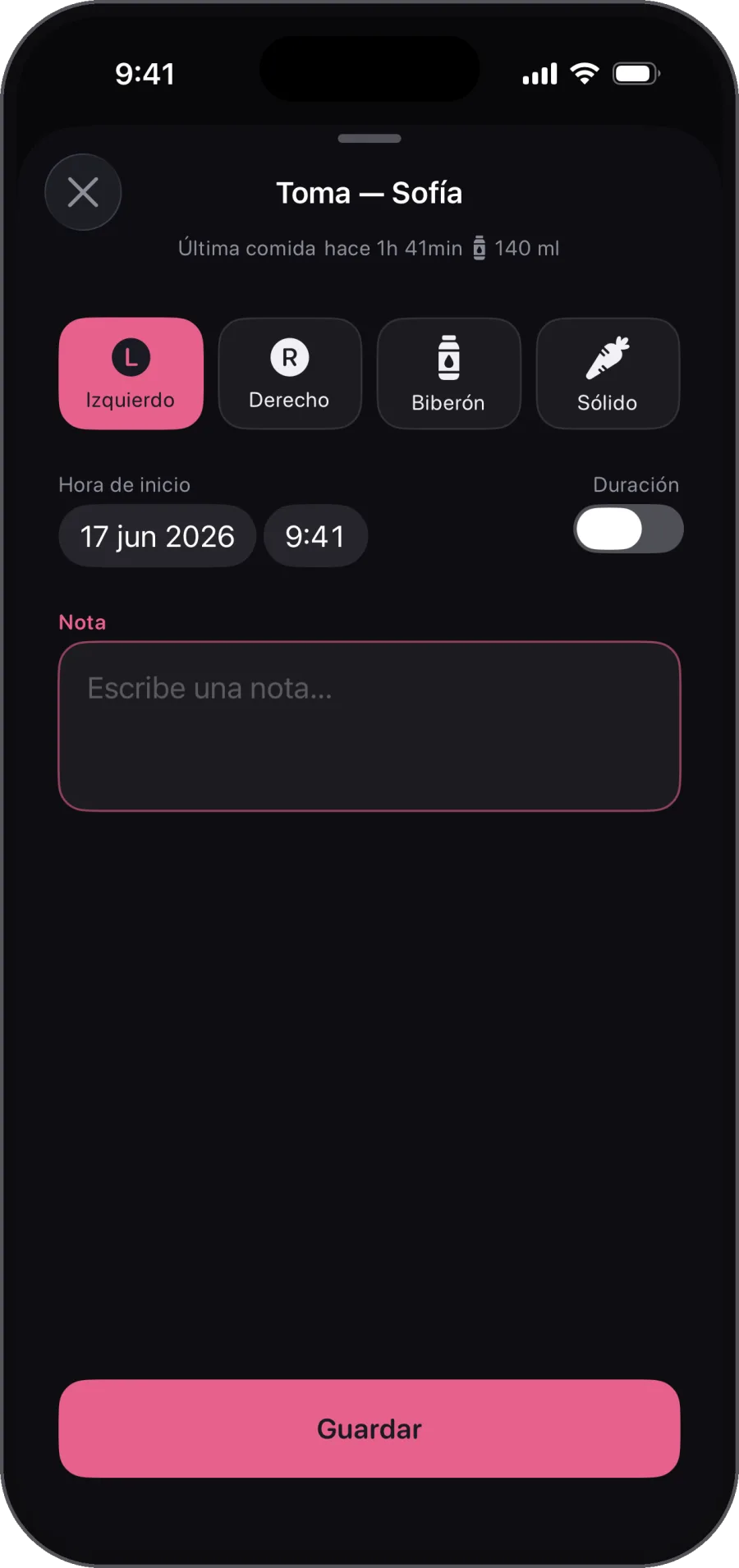 3 de la madrugada. Un toque. Un dedo. Registra todo en menos de 10 segundos